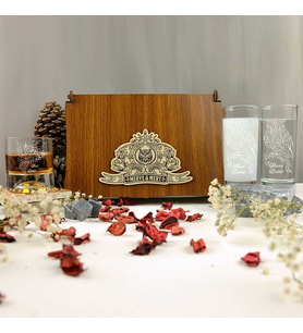 Baykuş Figürlü Kişiye Özel Rakı ve Taşlı Viski Kadehi Seti