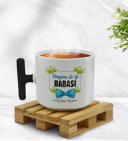 BK Gift Kişiye Özel Dünyanın En İyi Babası Tasarımlı Siyah T Kulplu Middle Kupa Bardak - Model 1