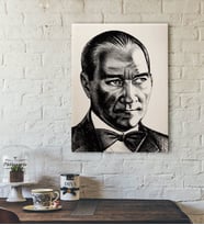 BK Home Karakalem Atatürk Tasarımlı Kanvas Tablo-2