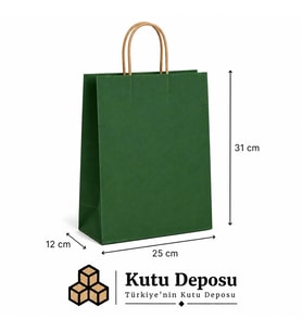 25x31x12 cm Kraft Yeşil Poşet (25 ADET)
