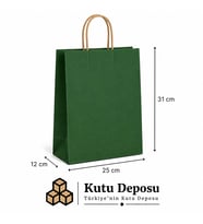 25x31x12 cm Kraft Yeşil Poşet (25 ADET)