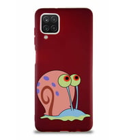 Samsung Galaxy A12 Soft Premier Kapak Salyangoz Gary Tasarımlı Silikon Kılıf - Mürdüm (Şeffaf)
