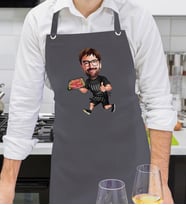BK Gift Kişiye Özel Erkek Barbekü Karikatürlü Profesyonel Antrasit Mutfak Önlüğü, Aşçı Önlüğü, Şef Önlüğü, Arkadaşa Hediye-2
