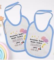BK Kids Kişiye Özel Anneanne ve Babaanne Tasarımlı 2’li Mavi Mama Önlüğü-1