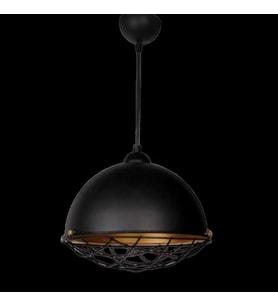 Rsylight Retro Metal Kafesli Dekoratif Tekli Rustik Sarkıt Avize Çap:40 cm (Siyah)