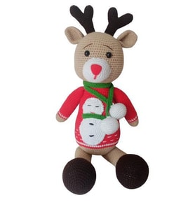 Atkılı Yılbaşı Geyiği Amigurumi Organik Oyuncak