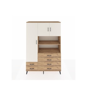Hyperion Dolap 8 Raflı 6 Çekmeceli 3 Kapaklı 132x44x195 Çam-Aytaşı/Çam