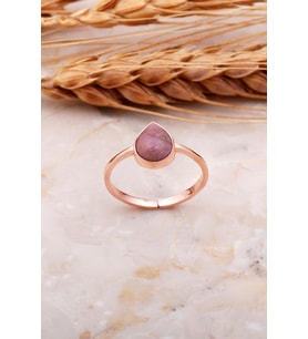 Rodonit Taşlı Damla Rose Gümüş Yüzük 3684