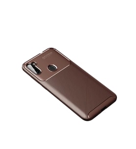 Newface Samsung Galaxy A11 Kılıf Auto Focus Karbon Kapak - Kahverengi