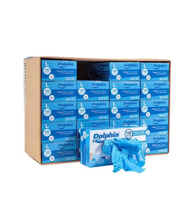 Dolphin Tek Kullanımlık Lateks Mavi Pudrasız Nitril Muayne Eldiveni Large Büyük Boy -100'lü 20 Paket