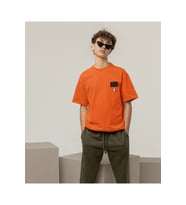 Drip Panda Baskılı Oversize Erkek Tişört (Turuncu)