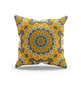Moud's Çift Tarafı Baskılı India Pattern-5 Desenli Süet Kırlent Kılıfı