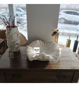 Beyaz Mermer Çiçek Desenli Modern Lavabo