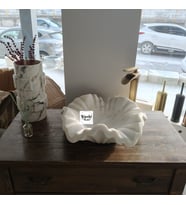 Beyaz Mermer Çiçek Desenli Modern Lavabo
