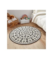 Eliana Home Baskılı, Yıkanabilir Kaymaz Taban Yuvarlak Halı LNA7176 120x120 cm (Bej)