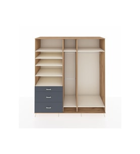 Kronos Dolap 9 Raflı 3 Çekmeceli 3 Askılı 220x59x243 Çam-Aytaşı/Antrasit