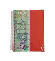 Orta Boy 4+2 Ayraçlı Defter 6 Konulu 180 Yaprak 1 Adet 4 Kareli 2 Çizgili Spralli Plastik Kapak Seperatörlü 18x25 cm (Kırmızı)