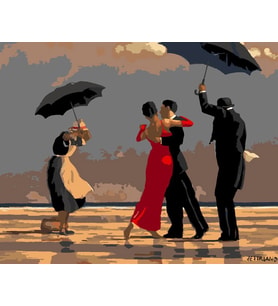 Sahilde Dans Sayılarla Boyama Seti 40x 50 cm (Tuvale Gerili)