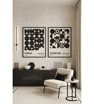 Modern Geometrik Sanat 2'li Ahşap Çerçeveli Tablo Seti