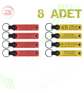Nar Çiçeği & Sarı, 8’li Set, Kişisel Mesajlı Deri Hediyelik, Aile Gecelerine Anlamlı Hediye