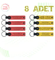 Nar Çiçeği & Sarı, 8’li Set, Kişisel Mesajlı Deri Hediyelik, Aile Gecelerine Anlamlı Hediye