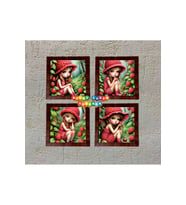 Ahşap Çerçeveli 4 Adet 20X20cm DÜZ RESİM TABLO (Çok Renkli)