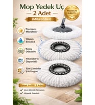 Çift Mikrofiber Döner Paspas Yedek Seti, Tüm Mop Uçlarına Uygun