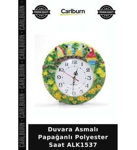 Özel Üretim Dekoratif Duvar Saati Papağan Figürlü Duvara Asmalı Papağanlı Polyester Saat ALK1537