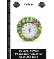 Özel Üretim Dekoratif Duvar Saati Papağan Figürlü Duvara Asmalı Papağanlı Polyester Saat ALK1537
