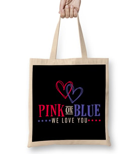 Adorable Pink or Blue We Love You Gender Reveal Bez Çanta Uzun Saplı
