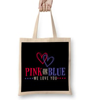 Adorable Pink or Blue We Love You Gender Reveal Bez Çanta Uzun Saplı