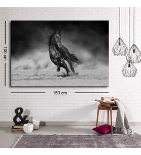 Miyrem Exclusive Serie" Koşan Siyah At Kanvas Tablo
