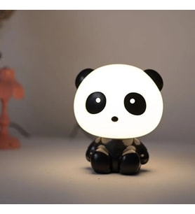 Panda Gece Lambası - Kablolu 3 Kademeli Led Işıklı (Siyah)
