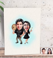 BK Gift Kişiye Özel Sevgililer Karikatürlü Dekoratif Mini Kanvas Tablo 15x20cm-18