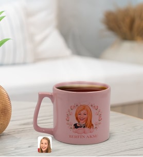 BK Gift Kişiye Özel Karikatürlü Anneler Günü Tasarımlı Pastel Pembe Middle Kupa Bardak, Anneye Hediye, Anneler Günü Hediyesi-3
