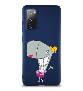 Samsung Galaxy S20 FE Soft Premier Kapak Pearl Yengeç Tasarımlı Silikon Kılıf - Lacivert (Şeffaf)
