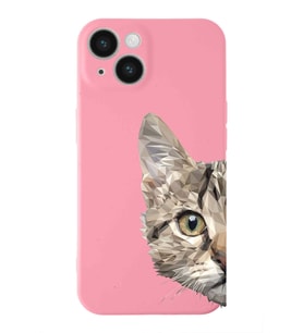 Apple iPhone 14  Lansman Kılıf Catface  Tasarımlı Altı Kapalı İçi Kadife Kaplı  Kapak (Şeffaf)