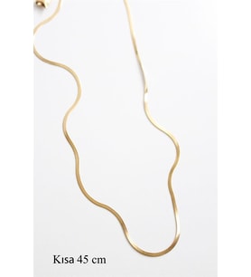 İnce İtalyan Zincir Çelik Kolye (45cm) - Altın