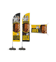 Döner Sarı Temalı 2 Yelken Bayrak 1 100x50 cm Branda sarı