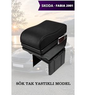 skoda fabia 2001 kol dayama Yastıklı geniş model Lüks Siyah Deri