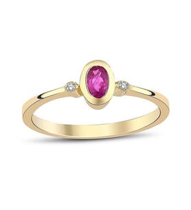 0.39 Karat Oval Yakut 0.02 Karat Pırlanta Yüzük