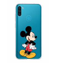 Samsung Galaxy M11 Kapak Mickey Mouse Tasarımlı Şeffaf Silikon Kılıf