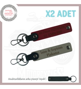 Sevgililere Özel Gün Hediyesi, Üzerinde İsim Ve Plaka Yazılabilen x2 Anahtarlık Set, Gri-Bordo-Syh