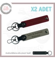 Sevgililere Özel Gün Hediyesi, Üzerinde İsim Ve Plaka Yazılabilen x2 Anahtarlık Set, Gri-Bordo-Syh