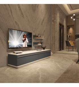 Decoraktiv Eko 4B Mdf Std Tv Ünitesi Tv Sehpası - Parlak Beyaz (Beyaz - Antrasit)