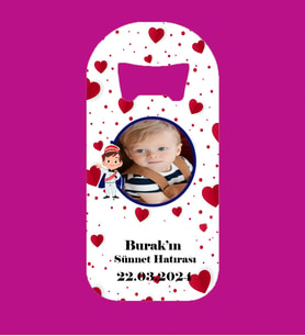 Kişiye Özel Sünnet Hatırası Resimli Kalpli Magnet Açacak
