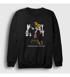 Presmono Unisex Siyah King Luffy Anime One Piece Sweatshirt 135508tt
