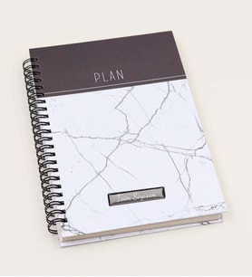 Kişiye Özel Beyaz Mermer Desenli Defter