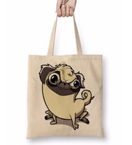 Pug Köpek Dog Pet Sevimli Cute Cartoon Animation Bez Çanta Uzun Saplı