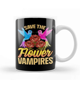 Save The Flower Vampires Adorable Hummingbird Pun Kupa Bardak Porselen